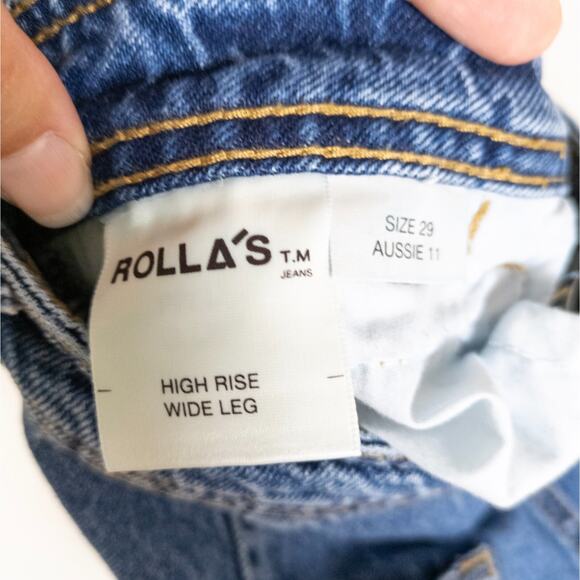 ROLLA'S High Rise Wide Leg Jeans Medium Wash Button Fly Welt Pockets Women's 29 - Picture 4 of 5